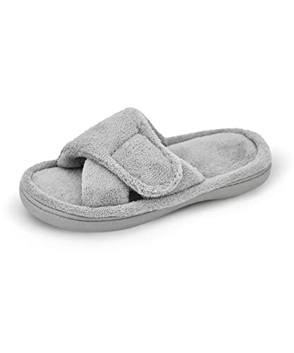 Panda Bros Women's Adjustable Slippers Super Cozy Open Toe Memory Foam Indoor Outdoor Slippers For Ladies