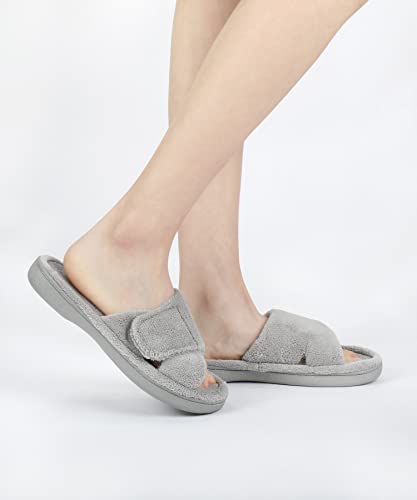 Panda Bros Women's Adjustable Slippers Super Cozy Open Toe Memory Foam Indoor Outdoor Slippers For Ladies