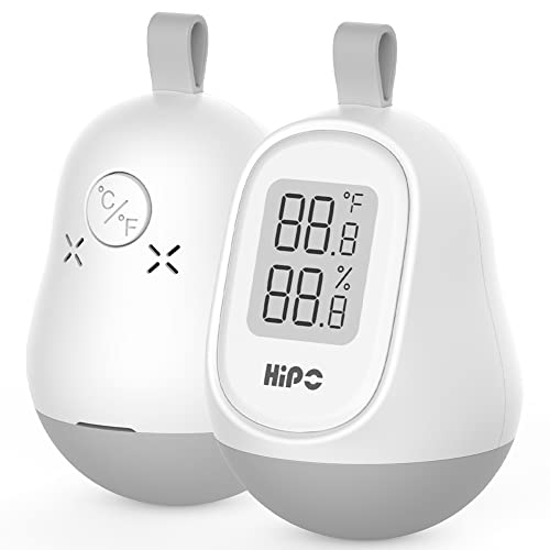 Hipoink Hygrometer Indoor Thermometer Room Weather Digital Thermometer and Humidity Gauge with Hang Magnetic Suction & Bracket, Slim, Clear Display, White(Tumbler)