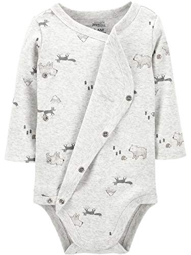 Simple Joys by Carter's Baby 4-Pack Long Sleeve Side Snap Bodysuit, Brown Prints, Preemie