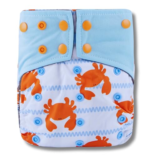 Smiling Rama Reusable Baby Diapers - Adjustable, Washable Cloth Diapers with Bamboo Charcoal Inserts | Leak-Free & Eco-Friendly | Newborn to Toddler (8-36 lbs)