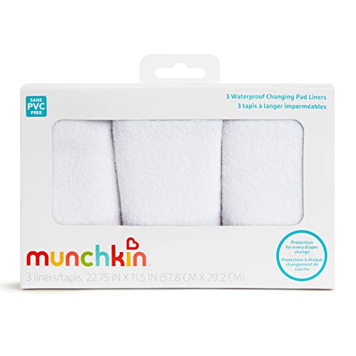 Forro impermeable para cambiador Munchkin, blanco, paquete de 3