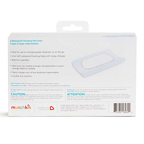 Forro impermeable para cambiador Munchkin, blanco, paquete de 3