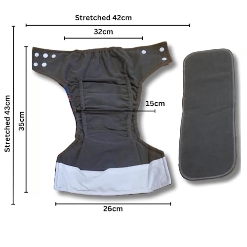 Smiling Rama Reusable Baby Diapers - Adjustable, Washable Cloth Diapers with Bamboo Charcoal Inserts | Leak-Free & Eco-Friendly | Newborn to Toddler (8-36 lbs)