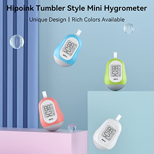 Hipoink Hygrometer Indoor Thermometer Room Weather Digital Thermometer and Humidity Gauge with Hang Magnetic Suction & Bracket, Slim, Clear Display, White(Tumbler)
