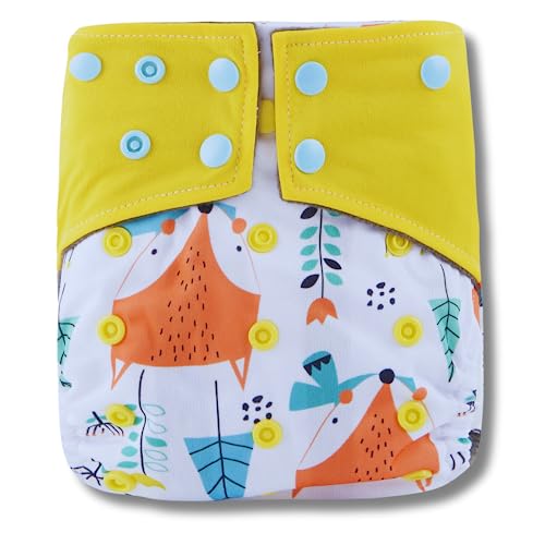 Smiling Rama Reusable Baby Diapers - Adjustable, Washable Cloth Diapers with Bamboo Charcoal Inserts | Leak-Free & Eco-Friendly | Newborn to Toddler (8-36 lbs)