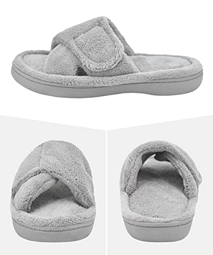 Panda Bros Women's Adjustable Slippers Super Cozy Open Toe Memory Foam Indoor Outdoor Slippers For Ladies