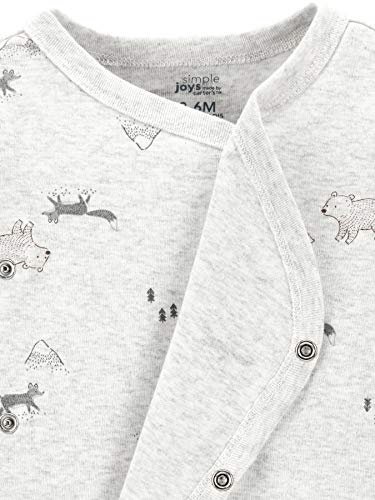 Simple Joys by Carter's Baby 4-Pack Long Sleeve Side Snap Bodysuit, Brown Prints, Preemie