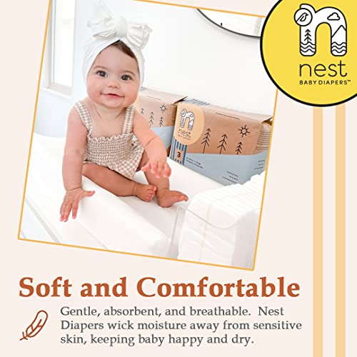 Nest Baby Diapers, Size 1, 7-13 lbs. (28 Count) Premium Diapers for Sensitive Skin, Gentle Plant-Based Materials, Fragrance-Free