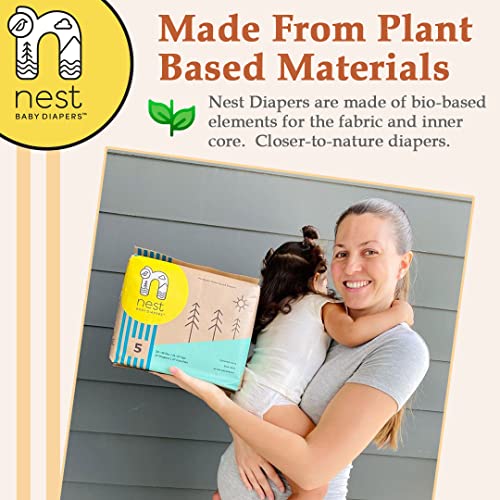 Nest Baby Diapers, Size 1, 7-13 lbs. (28 Count) Premium Diapers for Sensitive Skin, Gentle Plant-Based Materials, Fragrance-Free