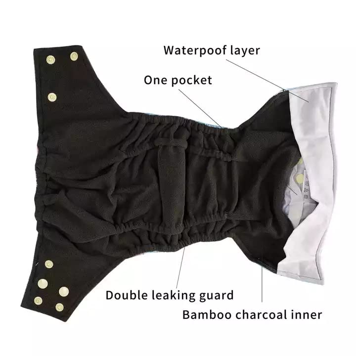Smiling Rama Reusable Baby Diapers - Adjustable, Washable Cloth Diapers with Bamboo Charcoal Inserts | Leak-Free & Eco-Friendly | Newborn to Toddler (8-36 lbs)