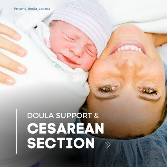 Picture of a mom smiling and holding a newborn baby close to her face  after a c-section