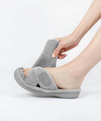 Panda Bros Women's Adjustable Slippers Super Cozy Open Toe Memory Foam Indoor Outdoor Slippers For Ladies