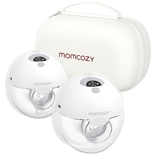 Momcozy M5 Hands Free Breast Pump, Double Wearable Breast Pump of Baby Mouth Double-Sealed Flange with 3 Modes & 9 Levels, Electric Breast Pump Portable - 24mm, 2 Pack Quill Gray