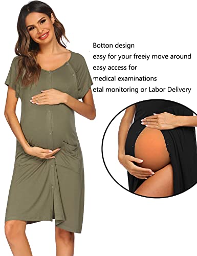Ekouaer Maternity/Nursing Gown Sleepwear