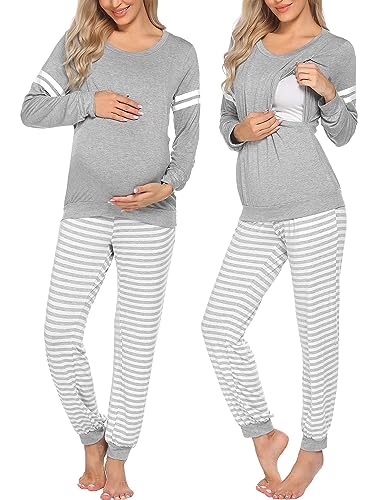 Ekouaer Maternity and Nursing PJ Sets Long Sleeve