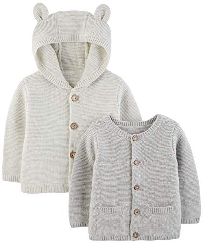 Simple Joys by Carter's Baby 2-Pack Neutral Knit Cardigan Sweaters, Grey, 0-3 Months