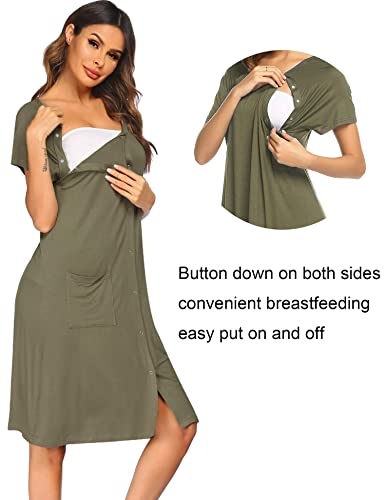 Ekouaer Maternity/Nursing Gown Sleepwear