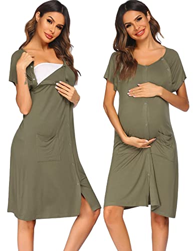 Ekouaer Maternity/Nursing Gown Sleepwear