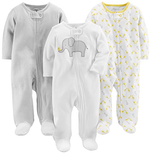 Simple Joys de Carter's Baby - Pack de 3 juguetes para dormir y jugar en tonos neutros, elefante, rayas y jirafa, de 3 a 6 meses
