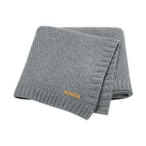 mimixiong Toddler Knitted Blanket Baby Blankets for Boys and Girls(Grey)