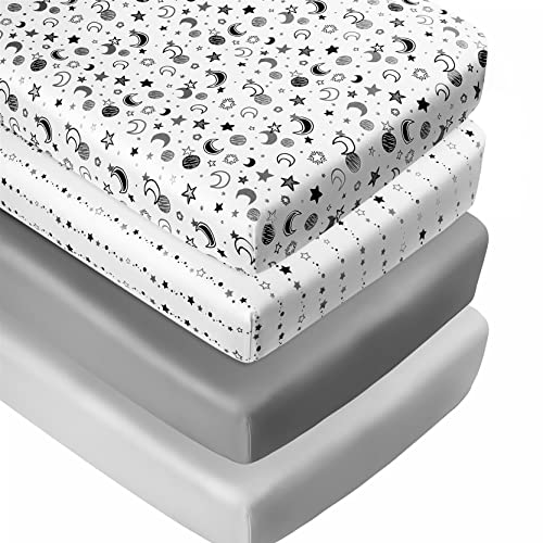 Gender Neutral Fitted Baby Crib Sheets - Pack of 4